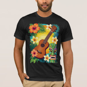 Camiseta Tropical Ukulele Tiki Luau Party Vibes