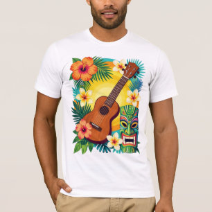 Camiseta Tropical Ukulele Tiki Luau Party Vibes
