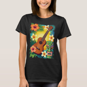 Camiseta Tropical Ukulele Tiki Luau Party Vibes