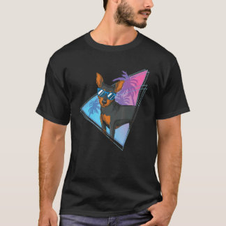 Camiseta Tropical Vaporwave Dog Owner Cool Sunglasses Min P