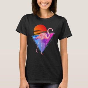 Camiseta Tropical Vaporwave Retro Palm Trees Pássaros Rosa