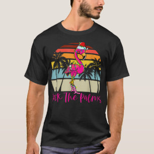 Camiseta Trópico trópico de Flamingo Palm de Natal para as
