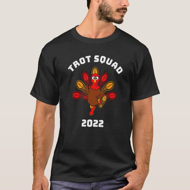 Camiseta Trot Squad 2022, Ação de Graças, Turquia Correndo  (Frente)