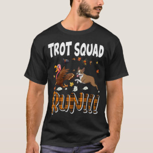 Camiseta Trot Squad Running Xadrez Boston Terrier Com Turke