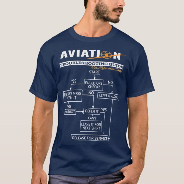 Camiseta Troubleshooting do Piloto Funny do Piloto de Avião (Frente)