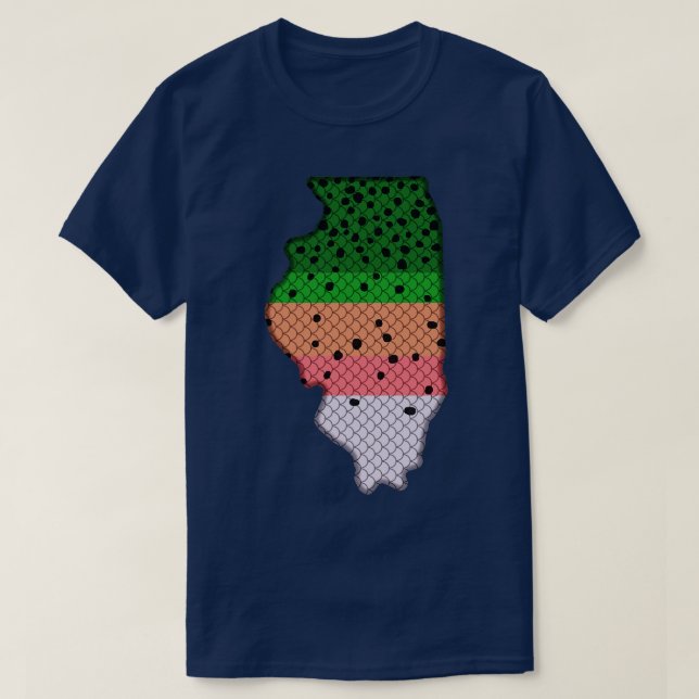 Camiseta Trout Fisheries Rainbow Pattern Illinois (Frente do Design)