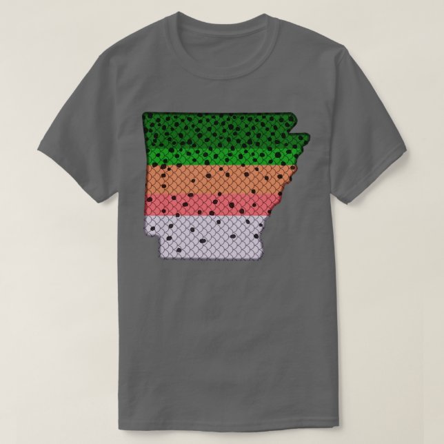 Camiseta Trout Fisheries Rainbow Trout Pattern do Arkansas (Frente do Design)