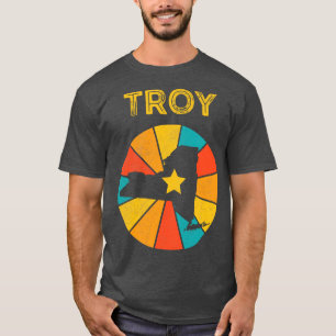 Camiseta Troy New York Vintage angustiou Souvenir 1