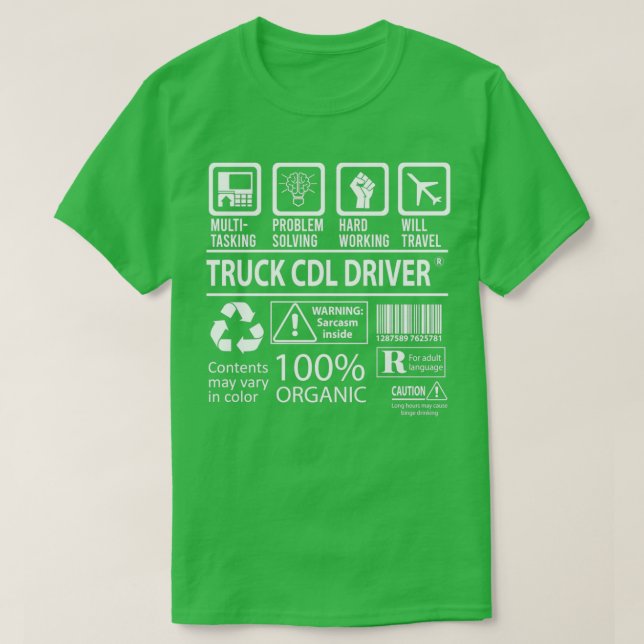 Camiseta Truck Cdl Driver MultiTask Certified Job Gift (Frente do Design)