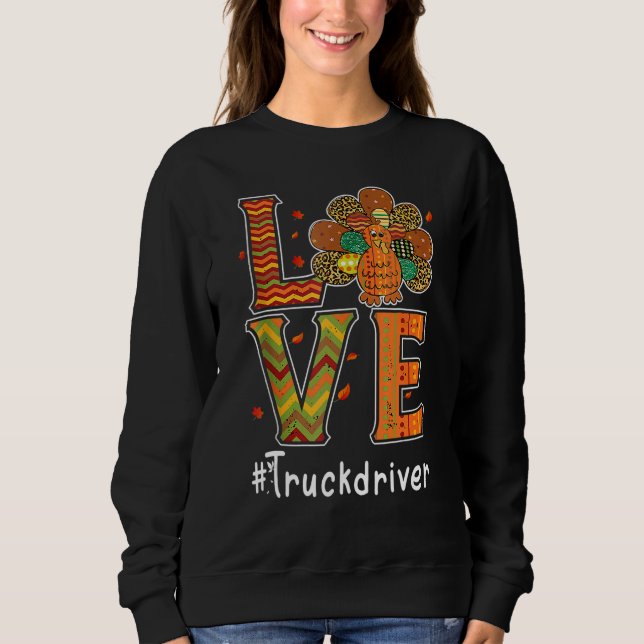 Camiseta Truck Driver Love Thanksgiving Leopard Turkey Autu (Frente)