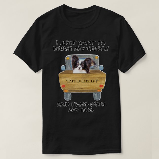Camiseta Truck Drivers Dog Papillon (Frente do Design)