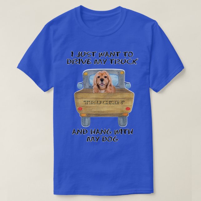 Camiseta Truck Driving Dog American Cocker Spaniel  (Frente do Design)