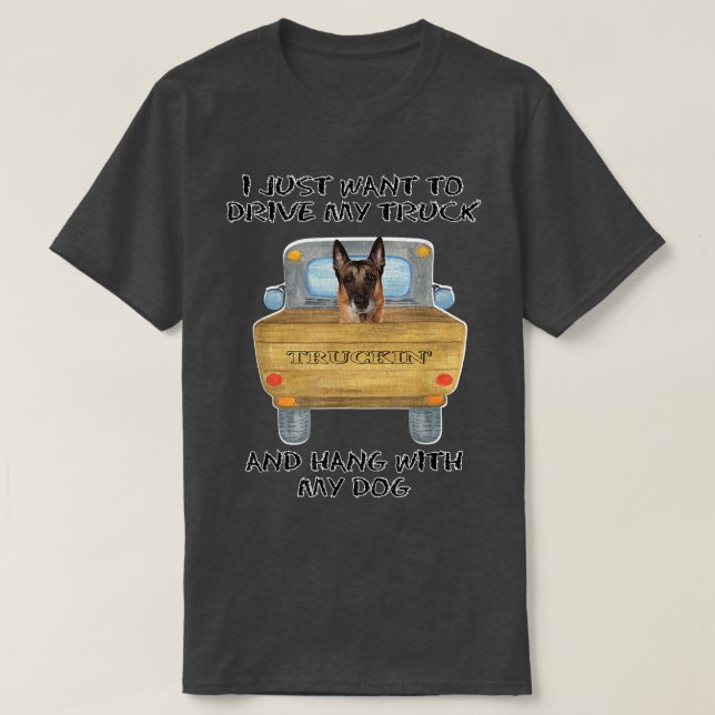 Camiseta Truck Driving Dog Belgian Malinois  (Frente do Design)