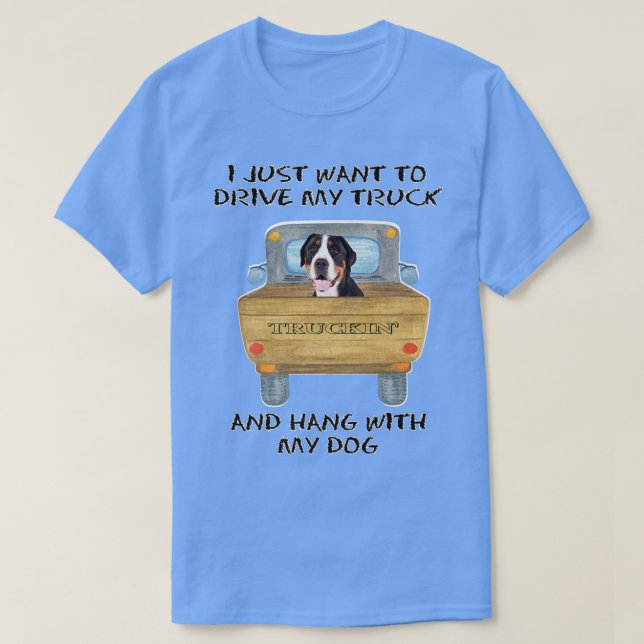 Camiseta Truck Driving Dog Greater Swiss Mountain Dog  (Frente do Design)