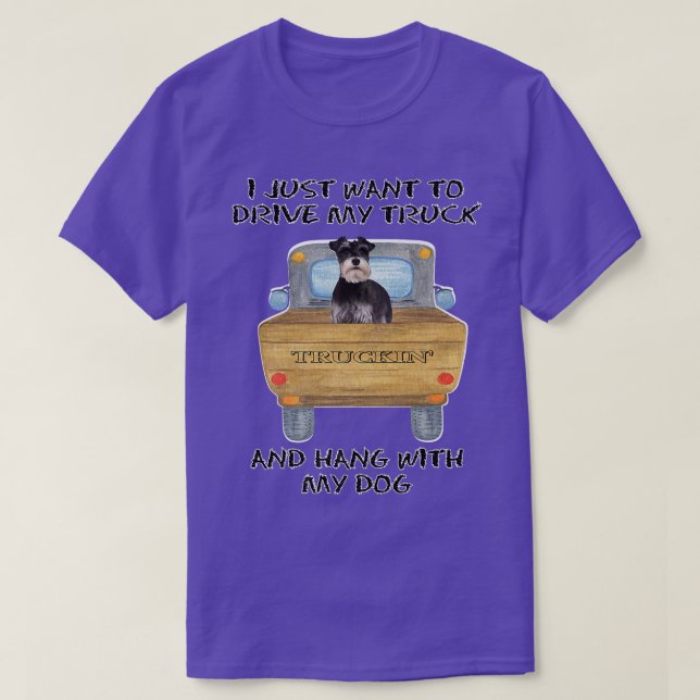 Camiseta Truck Driving Dog Miniature Schnauzer 22807 (Frente do Design)