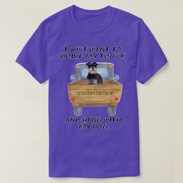 Camiseta Truck Driving Dog Miniature Schnauzer 2 2808 (Frente do Design)