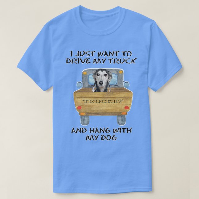 Camiseta Truck Driving Dog Saluki  (Frente do Design)