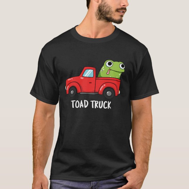 Camiseta Truck Engraçado Tow Caminhão Pun Dark BG (Frente)