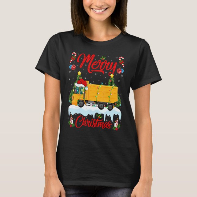 Camiseta Truck   Lights Xmas Tree Santa Truck Christmas (Frente)