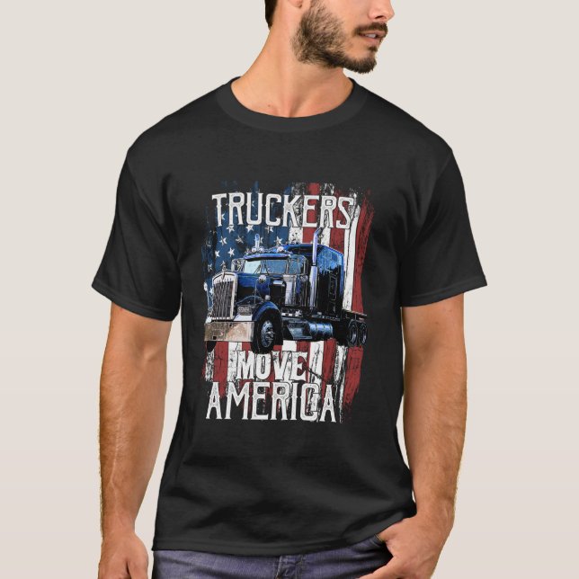 Camiseta Trucker American Flag Driver Gift (Frente)