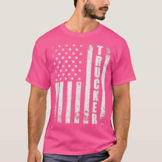 Camiseta Trucker American Flag Semi Truck Driver 18 Wheeler