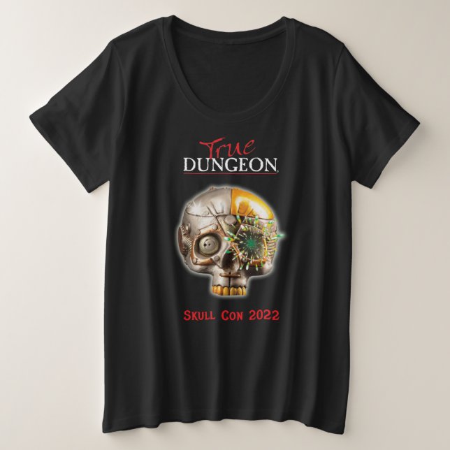 Camiseta True Dungeon - Skull Con - damas Black Scoop (Frente do Design)