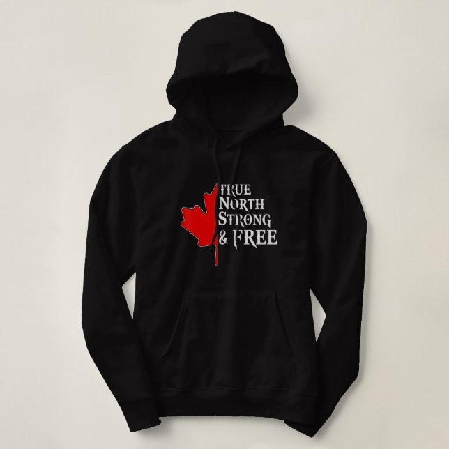 Camiseta True North Strong & Free Mapebook Leaf Flag Canade (Frente do Design)