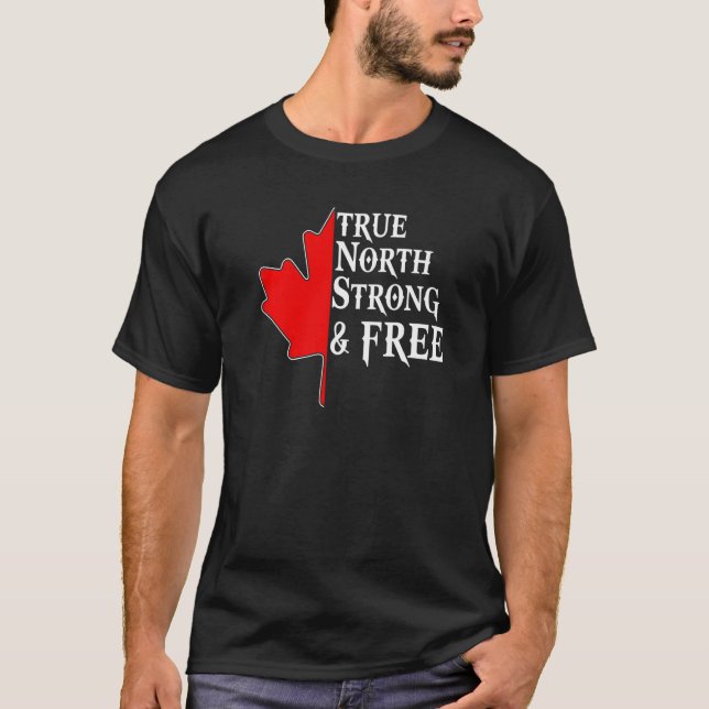 Camiseta True North Strong & Free Mapebook Leaf Flag Canade (Frente)