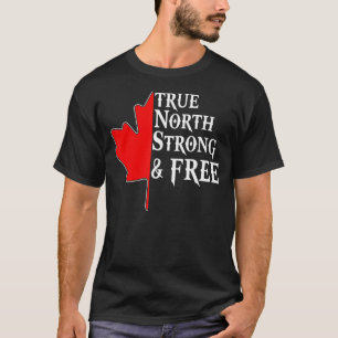 Camiseta True North Strong & Free Mapebook Leaf Flag Canade