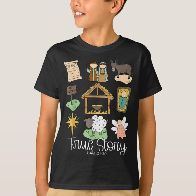 Camiseta True Story Nativity Christmas Baby God Jesus Chris (Frente)