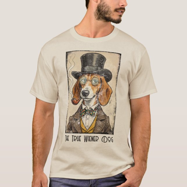 Camiseta True Wiener Dog - Realistic Dachshund Portrait (Frente)