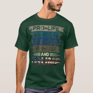 Camiseta Trump 2020 Pro Life God Gun USA MAGA Retro