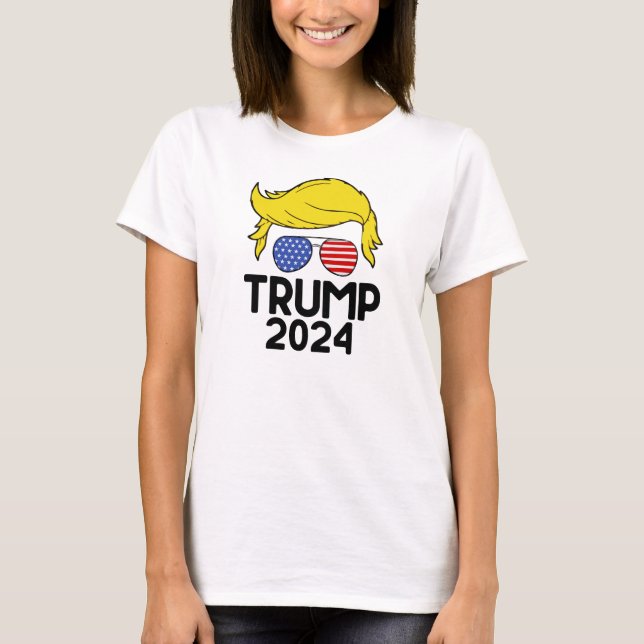 Camiseta Trump 2024 American Flag (Frente)