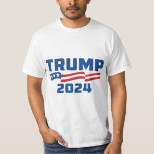 Camiseta Trump 2024 American Flag Adult Short Sle