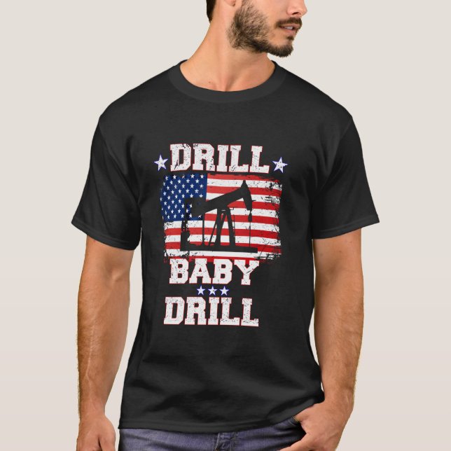 Camiseta Trump 2024 Drill Baby Drill US Flag Republican 4º (Frente)
