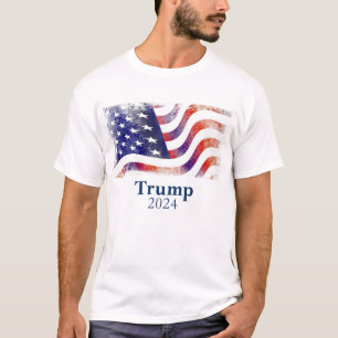 Camiseta Trump 2024 Faded American Flag Campaign