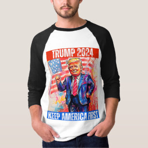 CAMISETA TRUMP 2024 FAZER A AMÉRICA PRIMEIRO