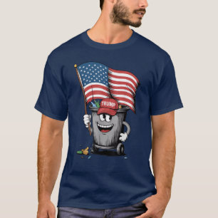 Camiseta Trump 2024 Garbage Can Cartoon American Flag