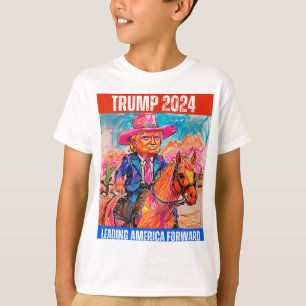 CAMISETA TRUMP 2024 LIDERANDO AMÉRICA PARA A FRENTE