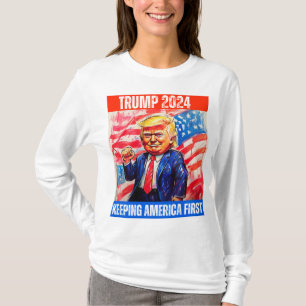 CAMISETA TRUMP 2024 MANTENDO A AMÉRICA PRIMEIRA