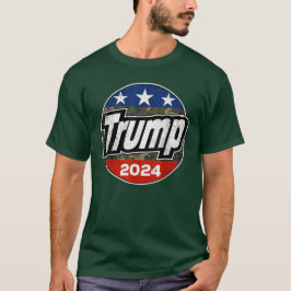 Camiseta Trump 2024 Para O Botão Retro Camouflage