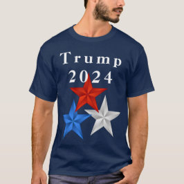 Camiseta Trump 2024 Red, White E Blue Star