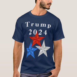 Camiseta Trump 2024 Red, White E Blue Star