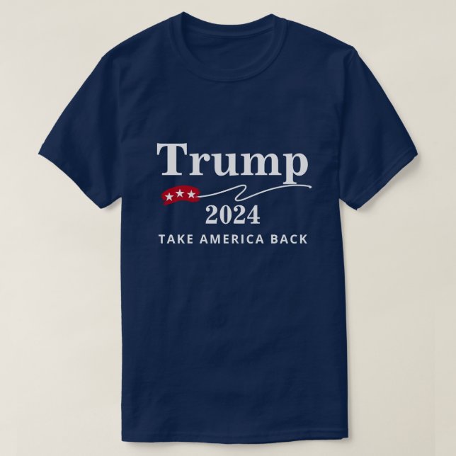 Camiseta Trump 2024 Retire a América do vermelho, branco e  (Frente do Design)