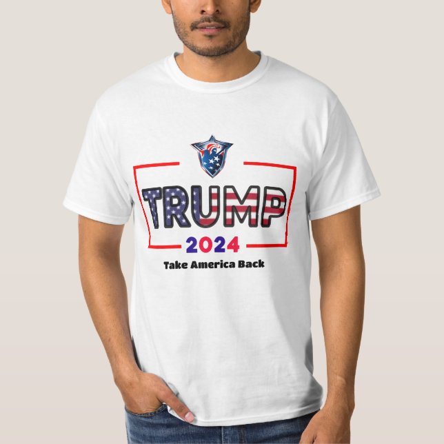 Camiseta Trump 2024, Retire a América | FIX América Novamen (Frente)