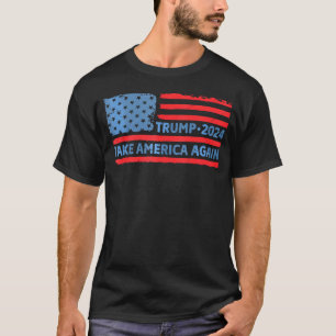 Camiseta Trump 2024 Retome América Bandeira Americana Trump