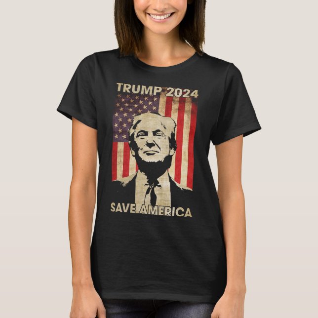 Camiseta Trump 2024 Salve a América Flag Election Gif (Frente)