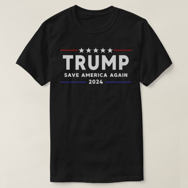 Camiseta Trump 2024 Salve a América novamente Trump (Frente do Design)