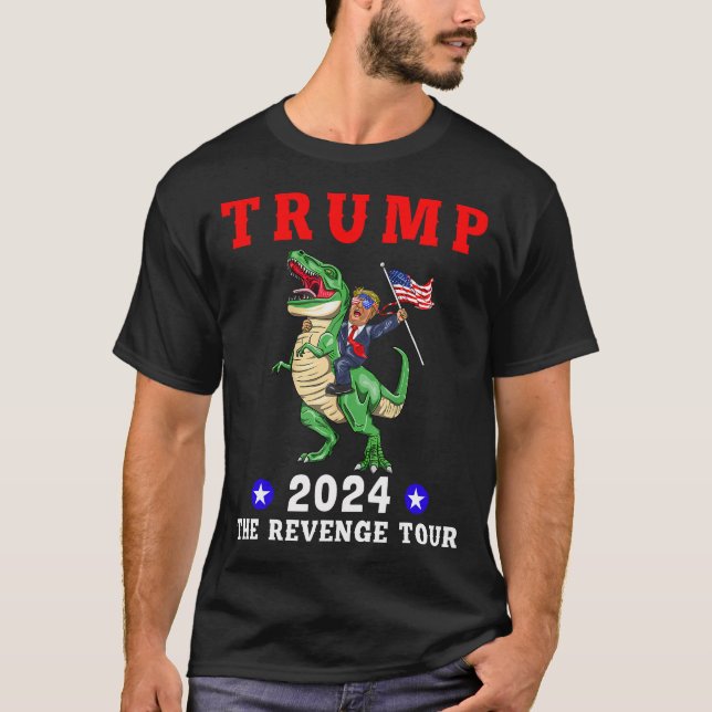 Camiseta Trump 2024 The Revenge Tour Andando Dinossaur (Frente)