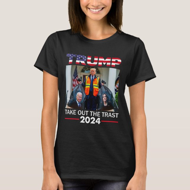 Camiseta Trump 2024 Tire O Lixo Engraçado Garbyge (Frente)